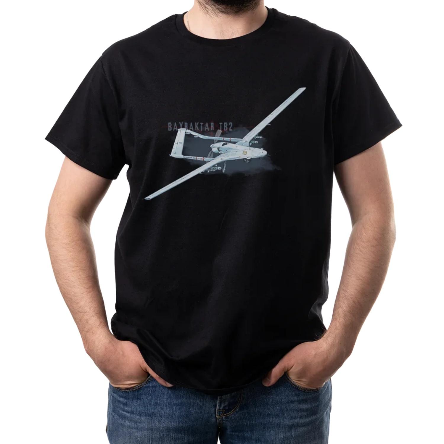 

TB2 _Bayraktar_ Drone T Shirt New 100% Cotton Short Sleeve O-Neck T-shirt Casual Mens Top S чёрный