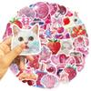 50-Piece Rose Pink Aesthetic Waterproof Stickers for Scrapbook & Phone Case Decoration