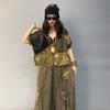 Personality Trendy and Cool Denim Splicing Mesh Hooded Cardigan Jacket Wide-leg Pants Two-piece Set Women's Summer Loose Fashion Suit