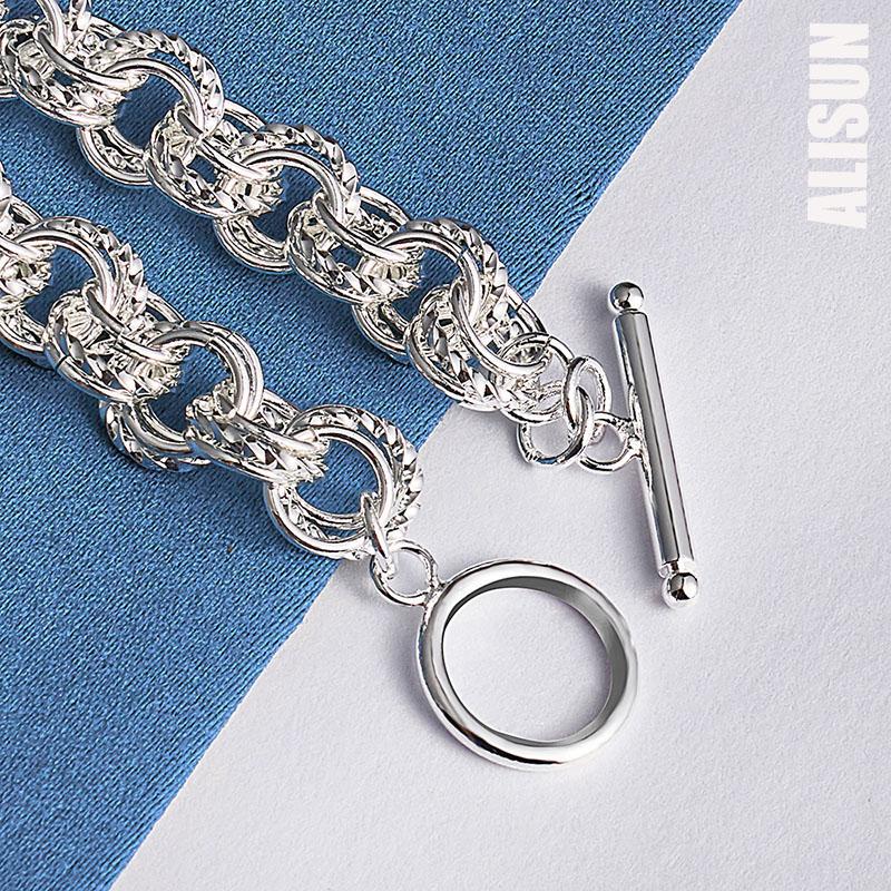 925 Sterling Silver Hollow Round Chain Bracelet Wedding Fashion, Wedding Jewelry