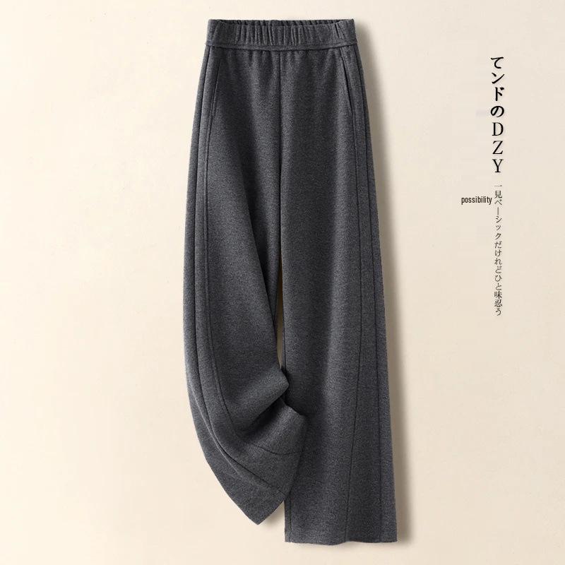 

Women s Elastic High-Waisted Velvet Wool Wide-Leg Pants - Warm Loose Fit, Slimming, Casual (2025 Autumn/Winter) XL