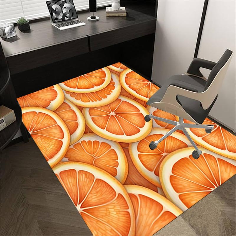 1pc Oranges Pattern Themed Rug for Home Decor, Non-slip Office Carpet, Chair mat, Outdoor Mat, Christmas and Halloween gifts-0731160