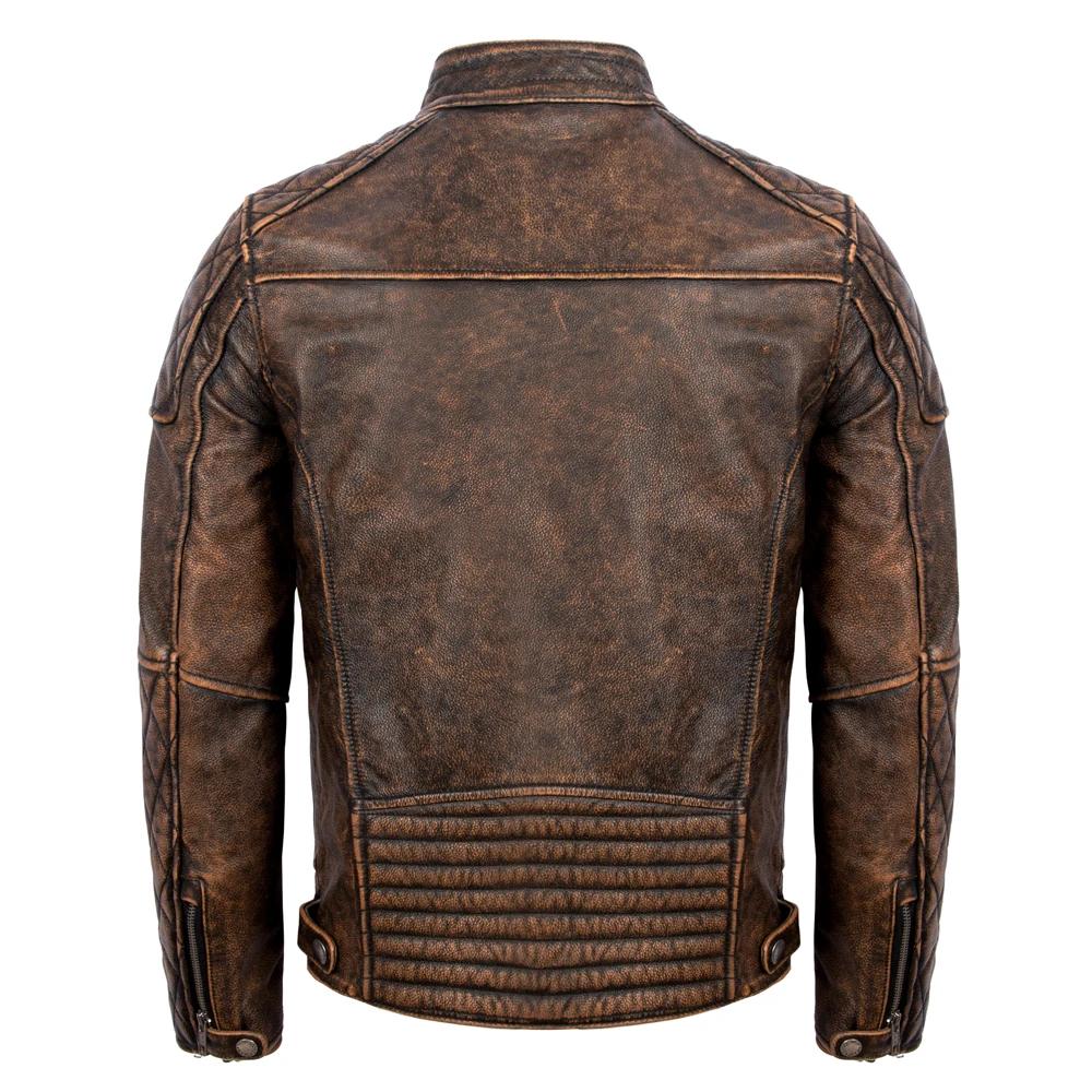 Black Motorcycle Jackets Genuine Cowhide Leather Coats Men Leather Jacket Riding Biker Jackets For Men Clothing Winter