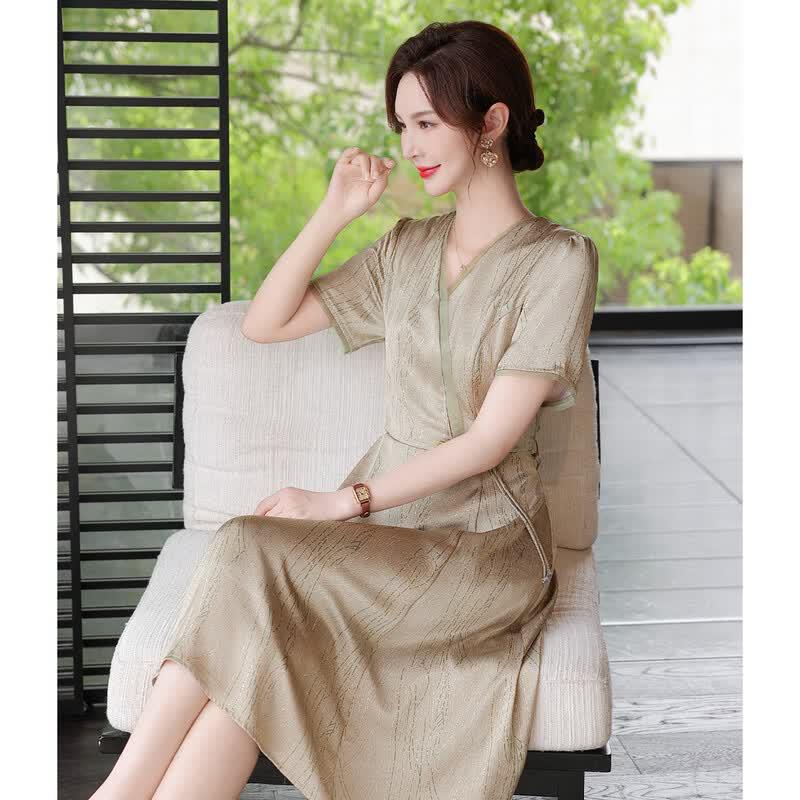 Elegant Women s Summer A-Line Midi Dress L зелёный