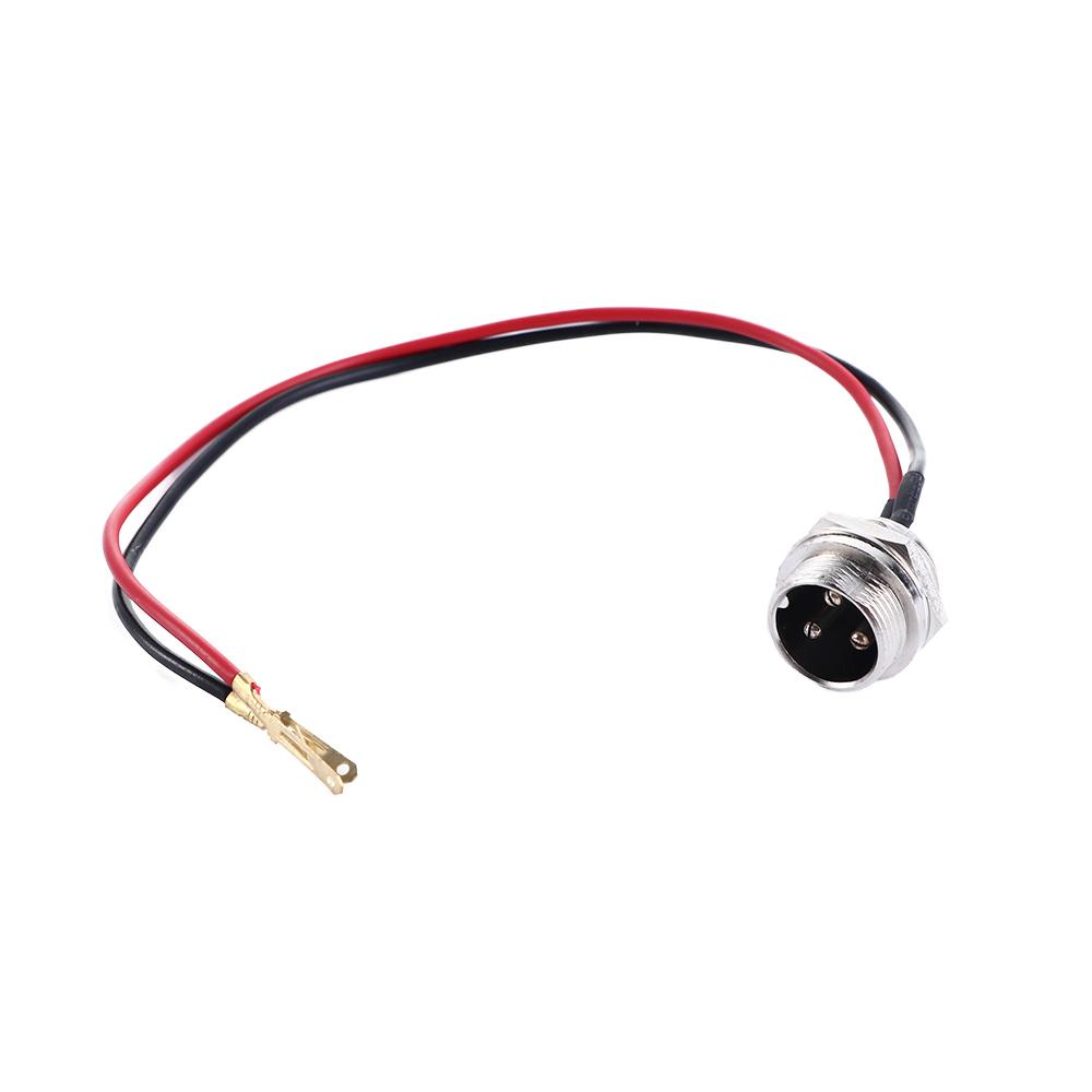 Three-hole Round Head 3 Pin Prong Charging Port Jack Socket Inline Connector Battery Charging
