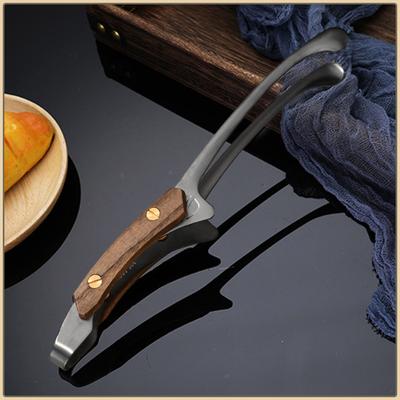 Szczypce do grilla BBQ ze stali nierdzewnej 304, żaroodporne szczypce kuchenne z drewnianą rączką, klips do steków, naczynia piknikowe, turystyczne, akcesoria kempingowe