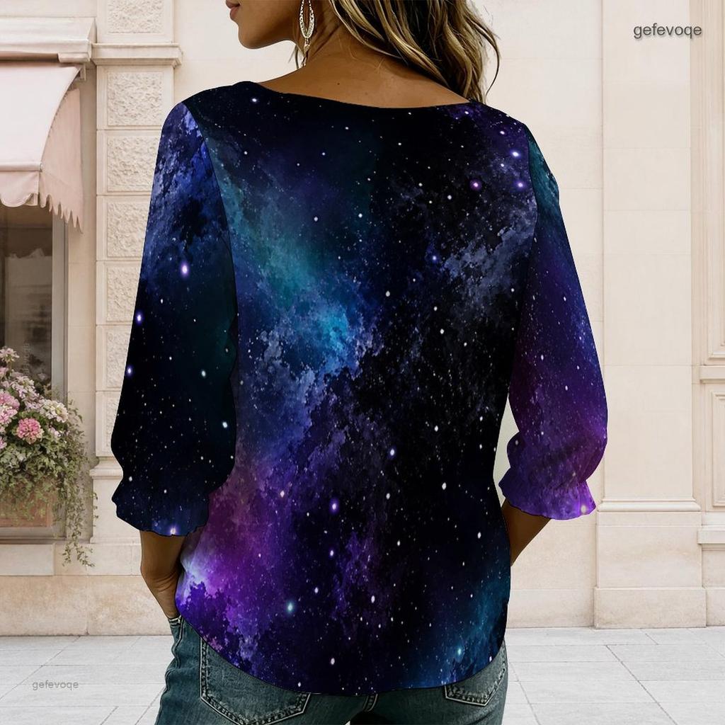 Womens Plus Size Square Neck Long Sleeve Front Button Elegant Loose Versatile Casual Ladies Blouse