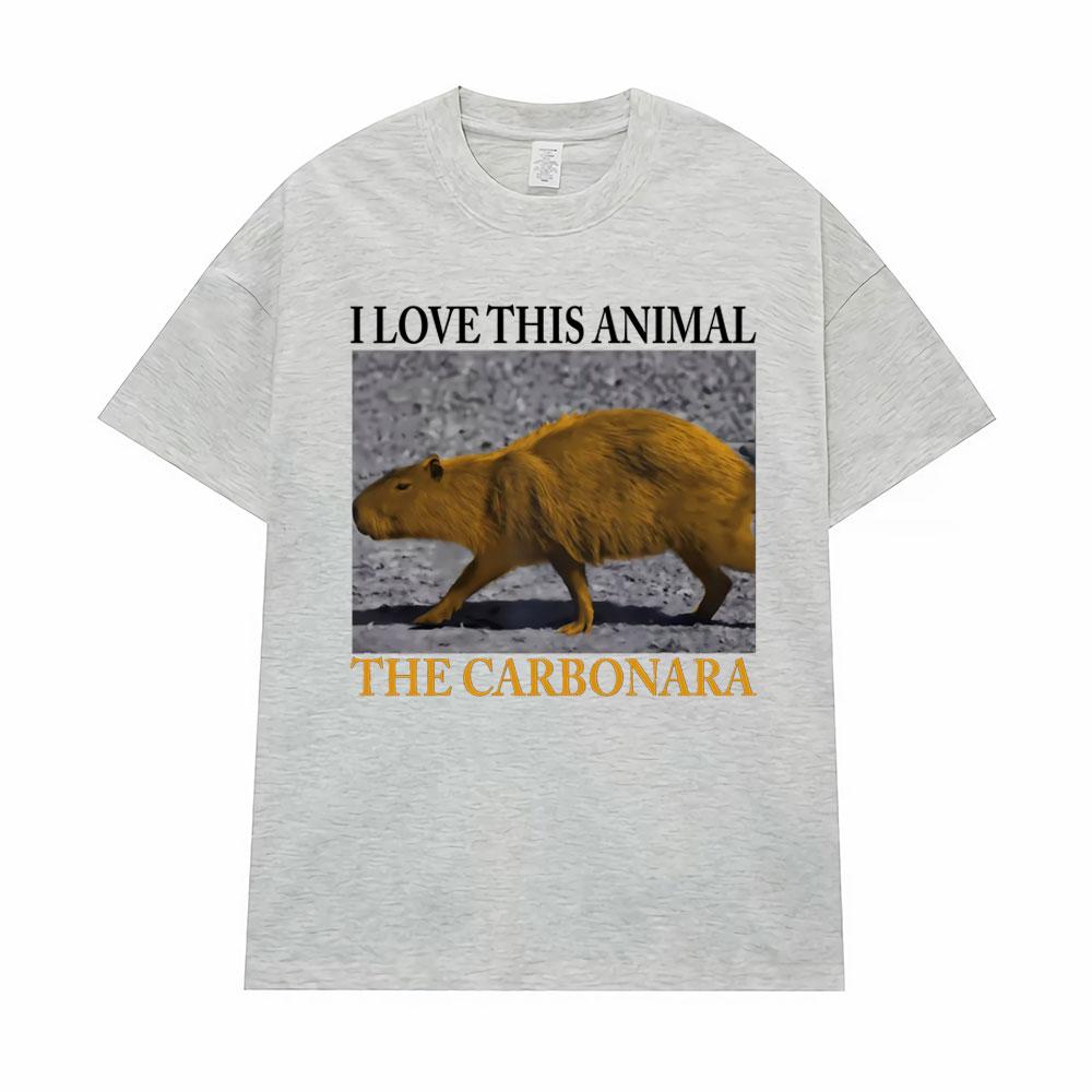 Lustiges Meme Ich Liebe Dieses Tier Das Carbonara-Capybara T-Shirt Herrenbekleidung Unisex Heißer Verkauf Hohe Qualität T-Shirts Mode T-Shirt