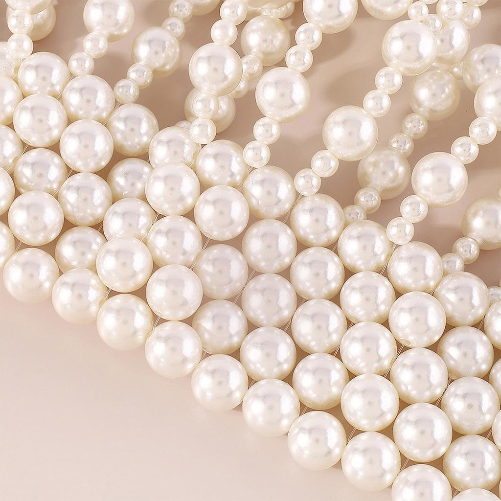 Elegant Pearls Bra Body Jewelry Chain Adjustable Chest Bead Decoration Portable for Women Beach Fashion Accessory