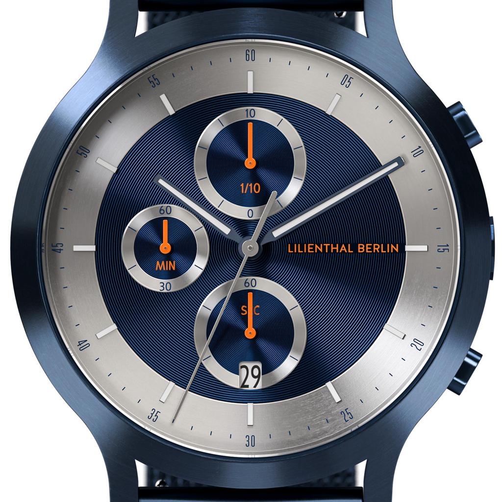 Lilianthal Berlin Blue Chronograph Watch Made in Date Display Men's CD1-003-B023EB, Germany,
