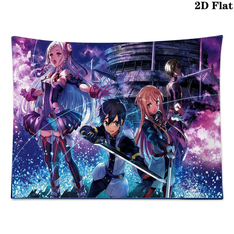 Sword Art Online Wall Tapestry Aesthetic Wall Hanging Printed Fabric Blanket Decorative Tapestries for Bedroom Living Room Home Decor
