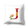 Polyester Pillowcase Watercolor Flowers Car Decoration Print 26 English Letters Home Cushion Cover