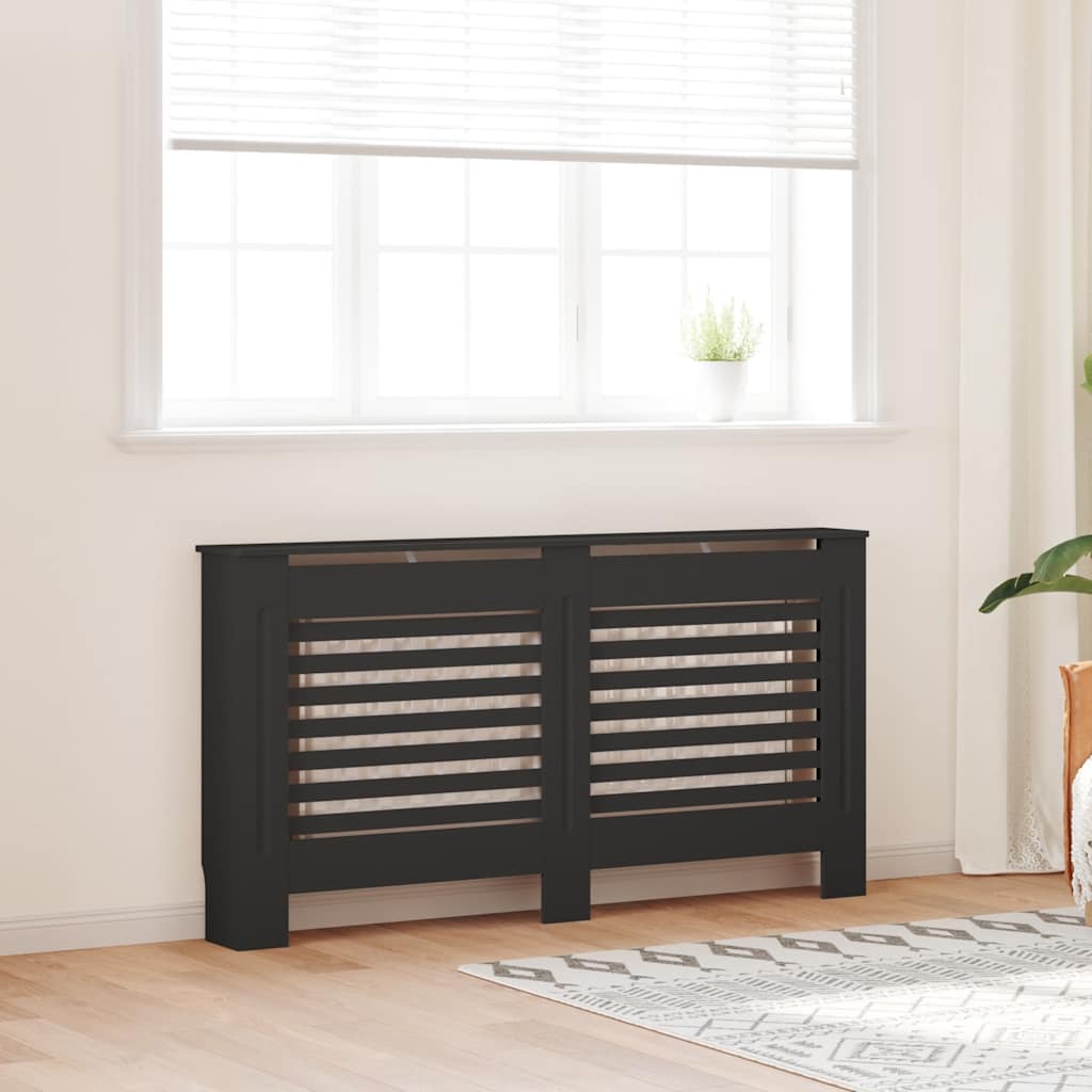 vidaXL Radiator Cover Black 152x19x81.5 Cm MDF