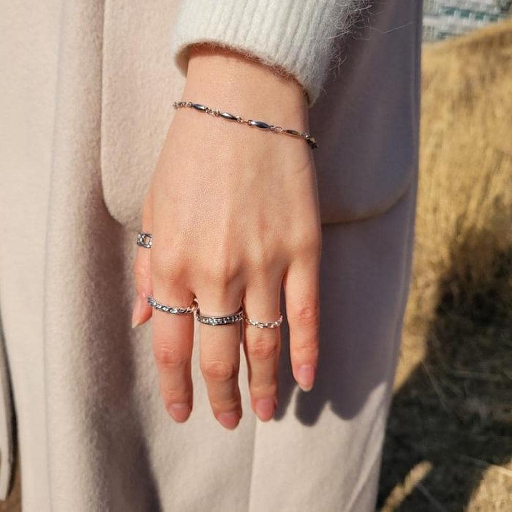 [Blossom Steel] Surgical Steel Silver Rice Grain Women's Silver Bracelet (S7960353)