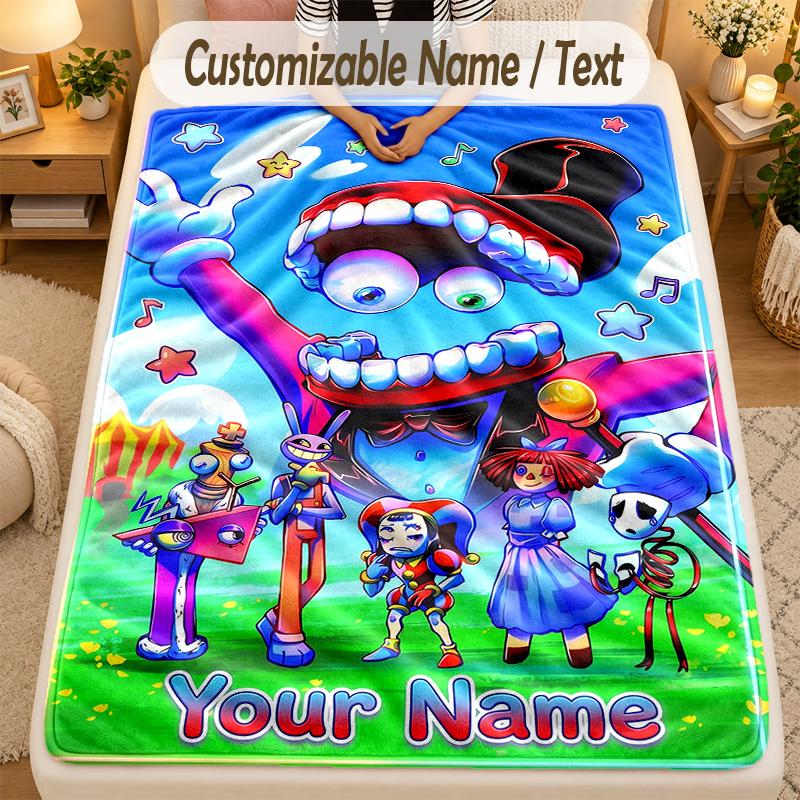 Coperta di FlanellaLo Straordinario Circo Digitale Testo con Nome Personalizzato Morbida Calda Coperta da Divano Decorazione per la Casa Regalo