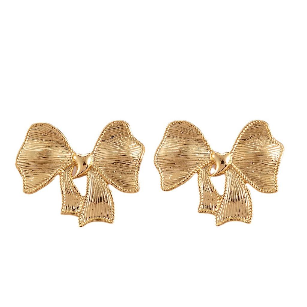 Retro Bow Stud Earrings Design Sense Personality Versatile Smooth Surface High Sense Earrings New Earrings