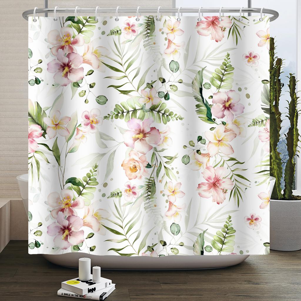 Floral Shower Curtain for Bathroom Vintage Flower Butterfly Waterproof Fabric Boho Bathtub Bathroom Curtain With Hooks 180x240
