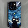 Case for Xiaomi 14 Pro Anime Black Cat Starry Cloud Print Phone Cover Acrylic Hard Back Shell With Flexible TPU Edge