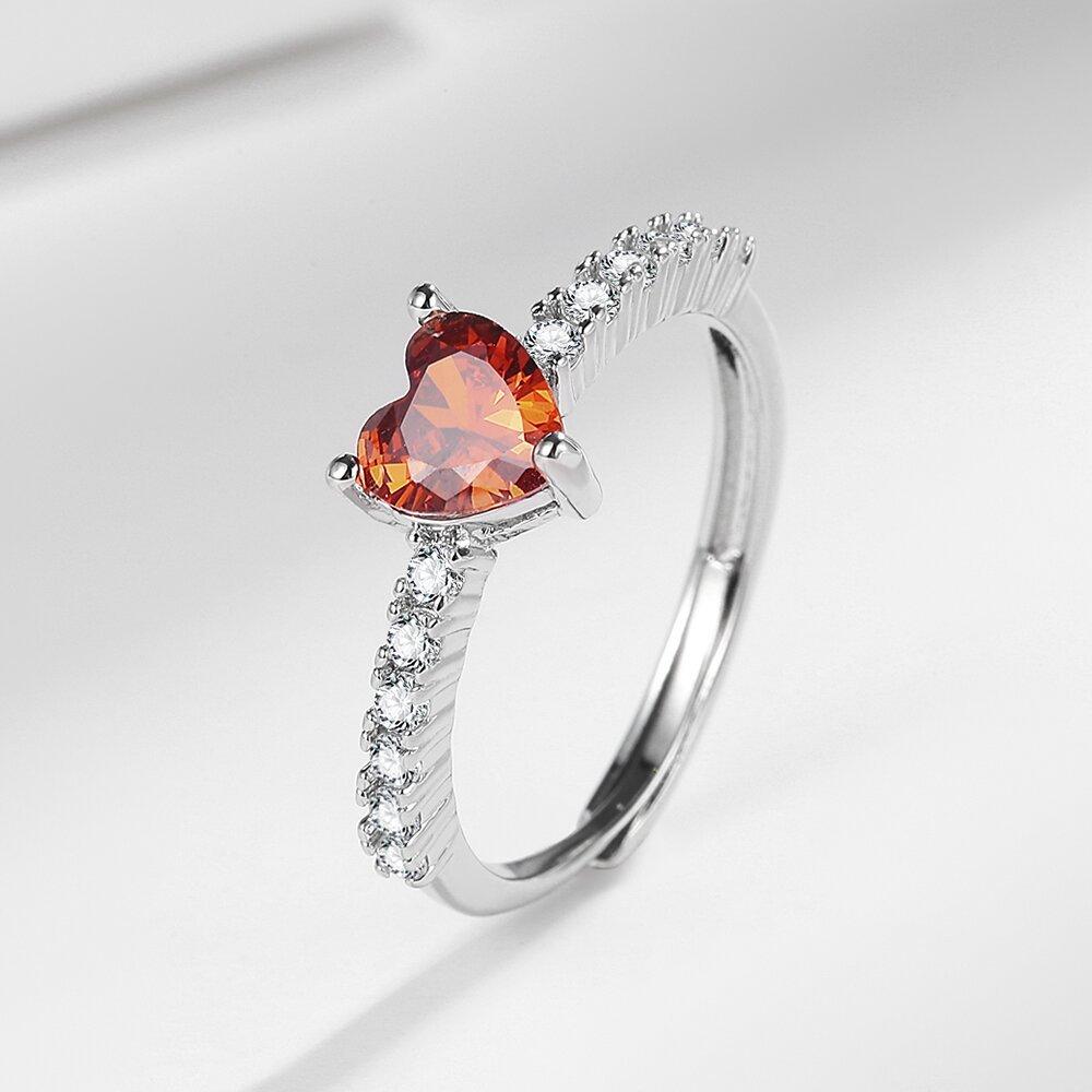 Silve Gorgeous Shiny Stone Red Heart Zircom Ring For Women Engagement Wedding High Quality Fine Jewelry