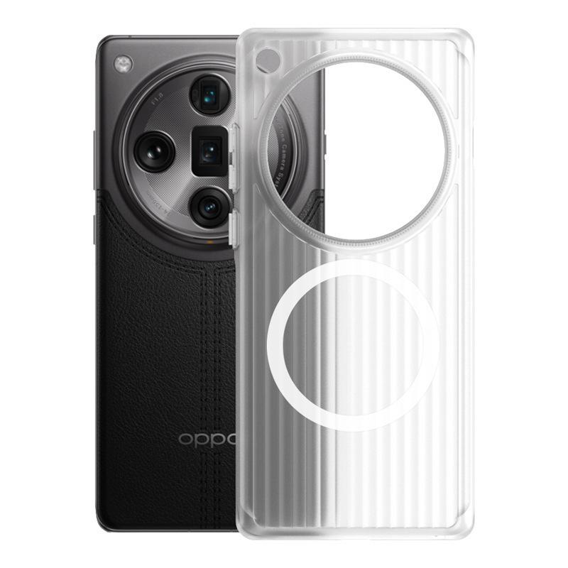 Matný RENO13 Anti-fall Kryt na mobilní telefon OPPO FindX8PRO, mřížkovaný, vlnitý, magnetická přísavka, vysoká průhlednost, tvrdý obal