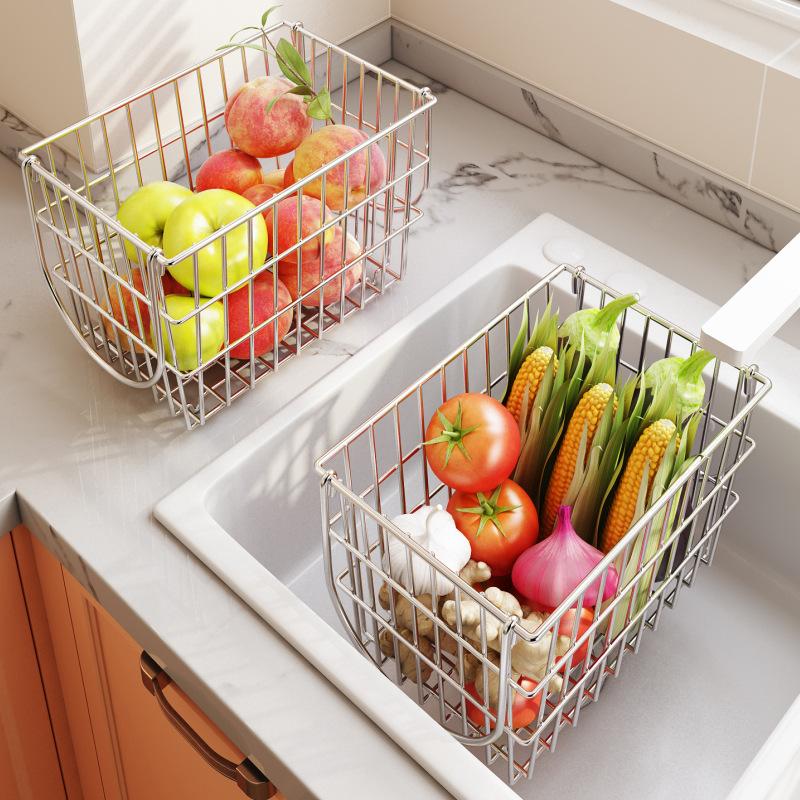 Panier à Fruits Panier de Rangement Acier 304 Salon Espace de Préparation Alimentaire Plateau à Fruits de Table Panier Égouttoir Panier de Rangement Étagère de Rangement Panier à Légumes