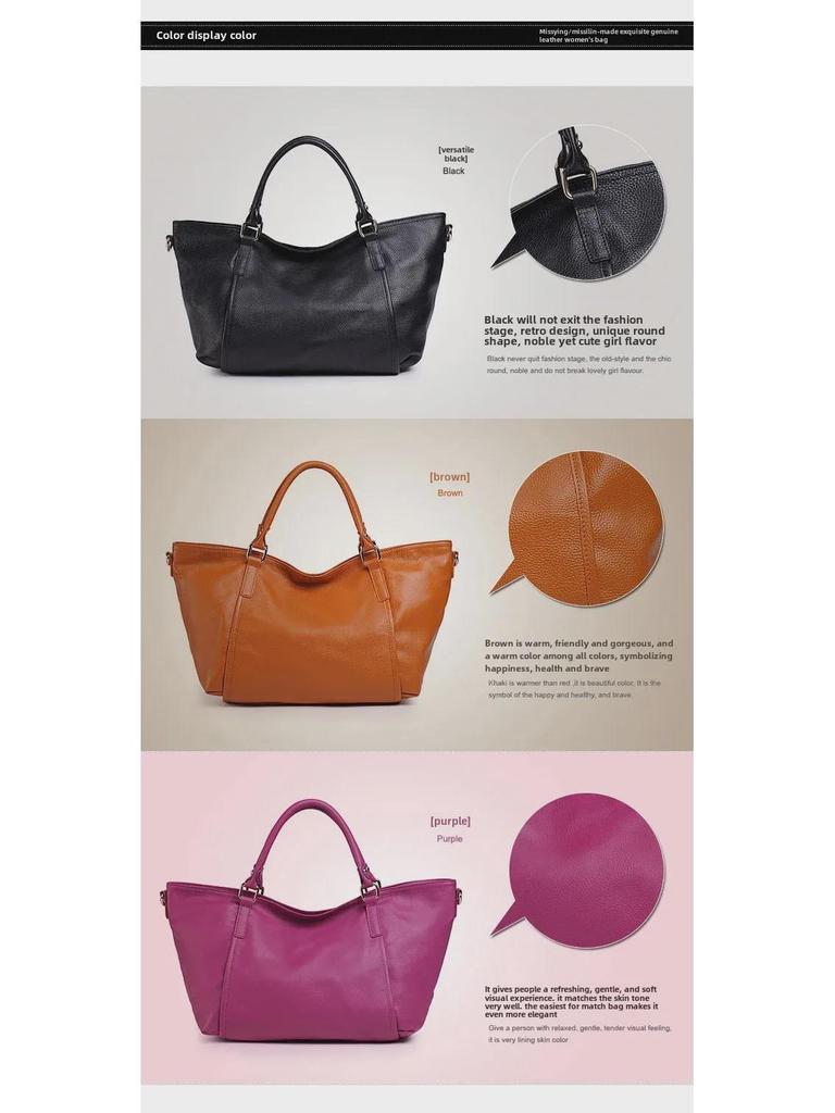 2025 European & American Fashion Women's Large Capacity Genuine Leather Shoulder & Crossbody Bag