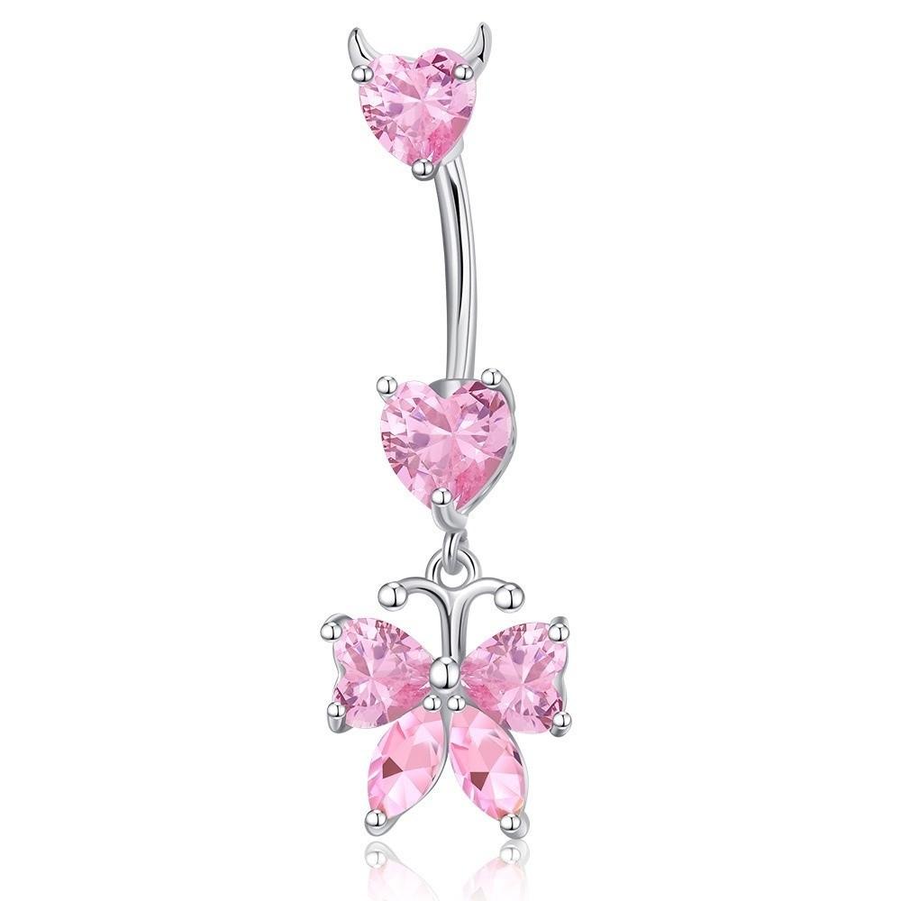 Elegant Navel Piercing Rings Zircon Belly Clicked Piercing Butterfly Belly Button Rings Daily