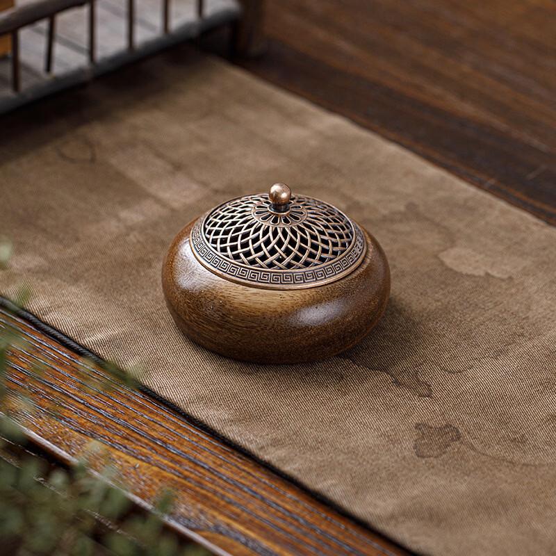 Walnut Wood Incense Burner with Dragon & Phoenix Lid