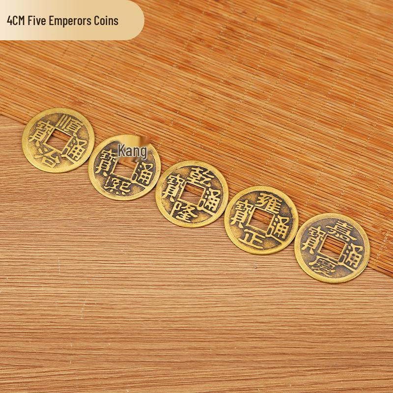 Ornamentos Artesanais de Cobre Real Antigo e Latão Moedas dos Cinco Imperadores