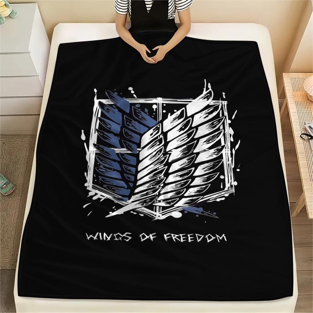 1PC Attack On Titan Print Flannel Blanket, High Quality All Seasons, Home Decor, Warmth and Comfort, Perfect for Christmas Gifts