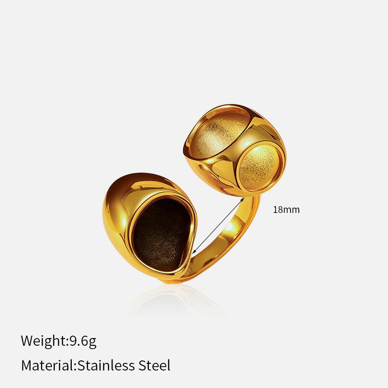 European and American fashion influencer bestseller: glossy open titanium steel ring, stainless steel plated with 18K gold, niche ring for women