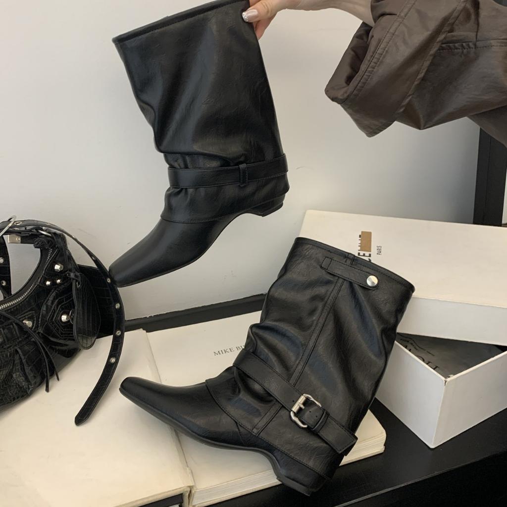 Huge Good-looking 2025 Autumn and Winter Small Short Boots Retro Square Head Western Cowboy Boots Locomotive Boots Xinjiang Original Travel Boots