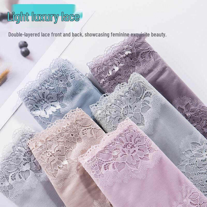 Langsha Women's High-Waist Lace Cotton Tummy Control Panties 3-Pack