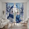 2pcs set HD cute winter bear decorative curtain Blue tie digital printed curtain Home decoration style decoration living room