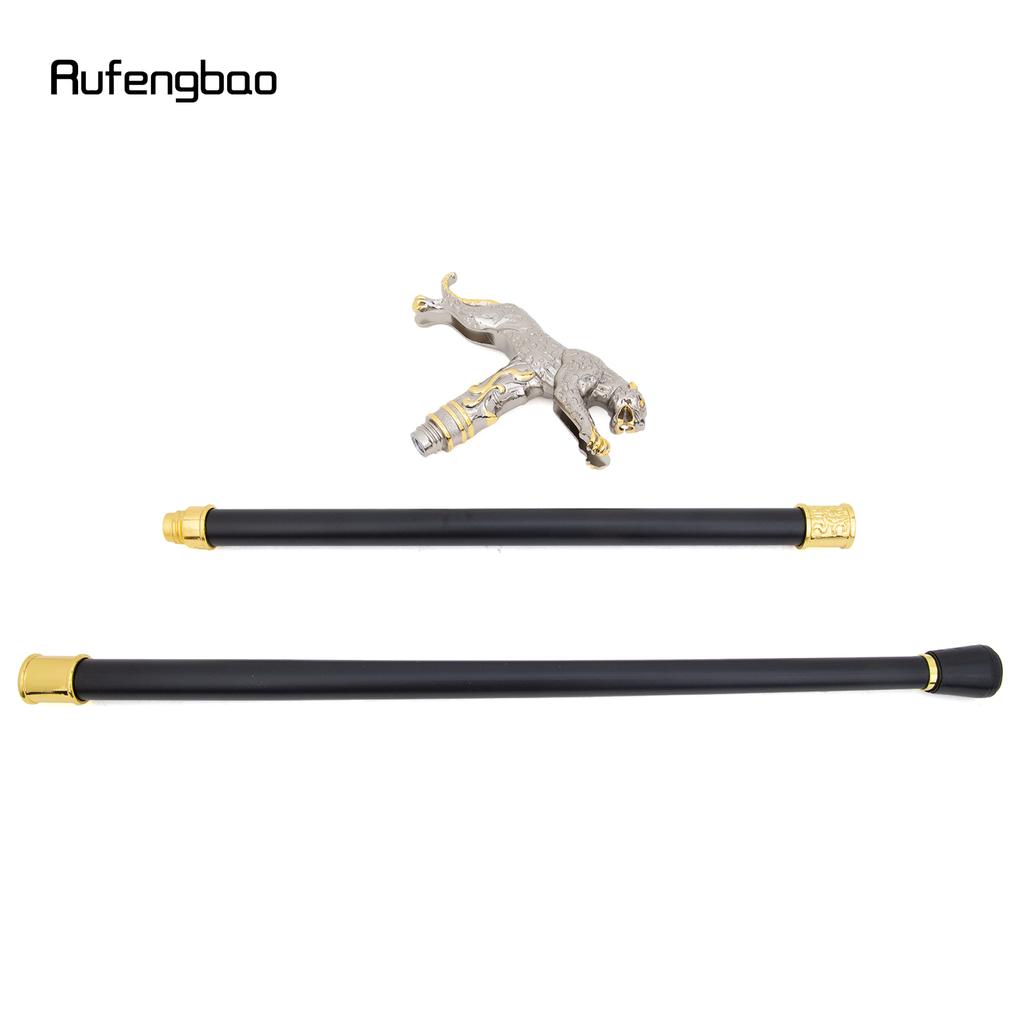 Zlatobílý běžící levhart s ocasem Hůlka Dekorativní Cosplay Párty Módní hůlka Halloween Berla Hůlka 94cm