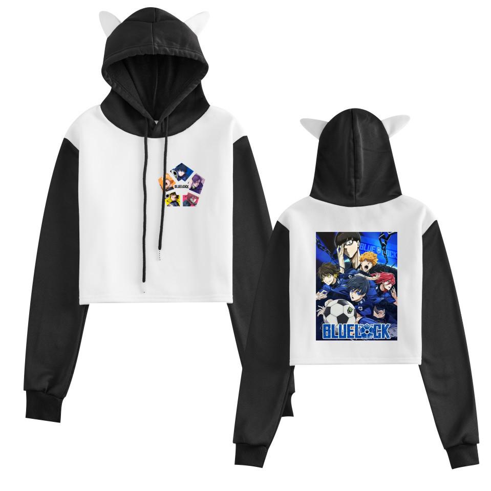 Nuova Felpa con Cappuccio Blu Prison Blue Lock Anime con Orecchie da Gatto - Collezione Autunno/Inverno Donna