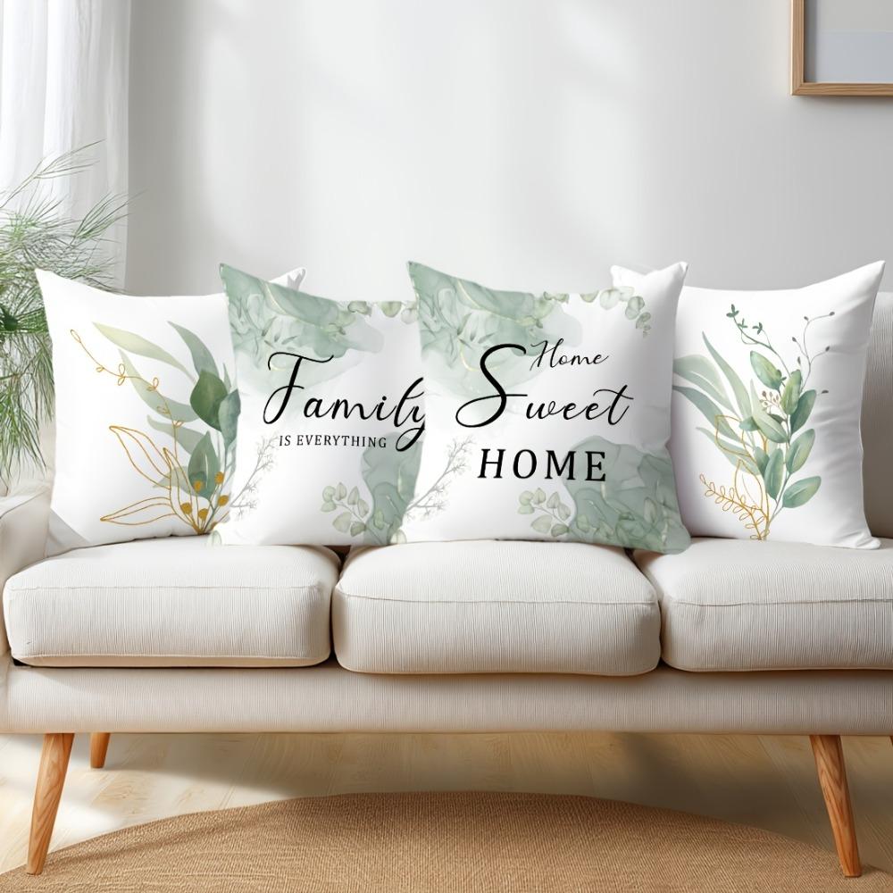Home Decor Green Floral Decorative Pillow Cover Pattern Cushion Cover Suitable For Sofa Bedroom Car Pillow Cover