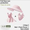 Women Hat with Face Guard Shawl Sun-Proof Breathable Solid Color Design Sun Hat Elastic Large Head Circumference Empty Top Hat