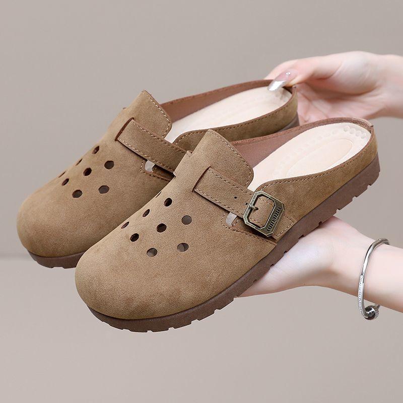 Hollow Hole Shoes Slippers Bag Head Soft Sole Lazy Slippers Retro Casual Half Drag