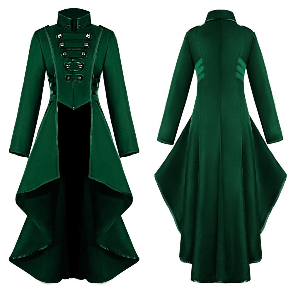Manzhixin Retro Medieval Women's Tuxedo Dress with Irregular Hem and Turn-Down Collar