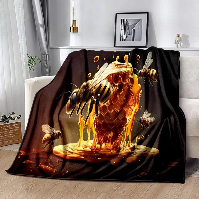 Cute Bee HoneyBee Insect Cartoon 3D Blanket,Soft Throw Blanket for Home Bedroom Bed Sofa Picnic Travel Office Cover Blanket Kids