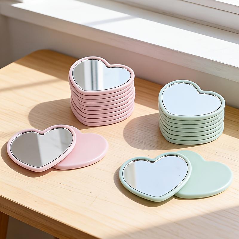 48/96pcs Portable Mirror Wedding Season Sweet Party Favors Heart-Shaped Pocket Glass Makeup Mirrors for Travel Gifts Home Decor