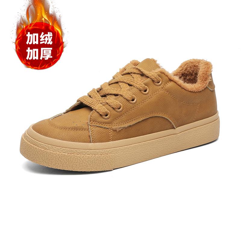 

Autumn and winter men s casual board shoes sports fashion students breathable fleece thickened low-top Korean version versatile trendy shoes 1566 44