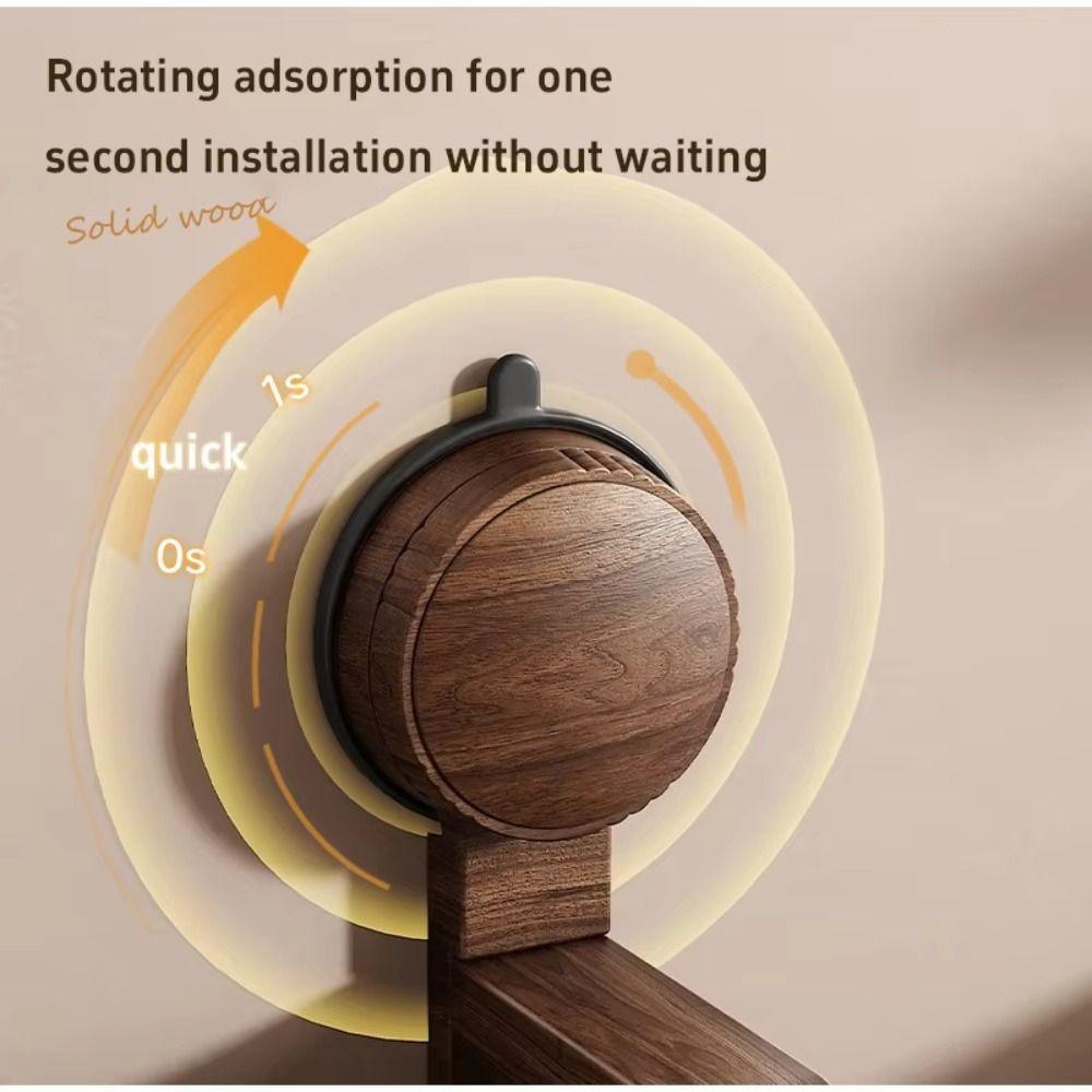 Suction Cup Toilet Paper Holder Walnut Wood Non Perforated Toilet Tissue Basket Wall Mount No Drill Bathroom Storage Rack