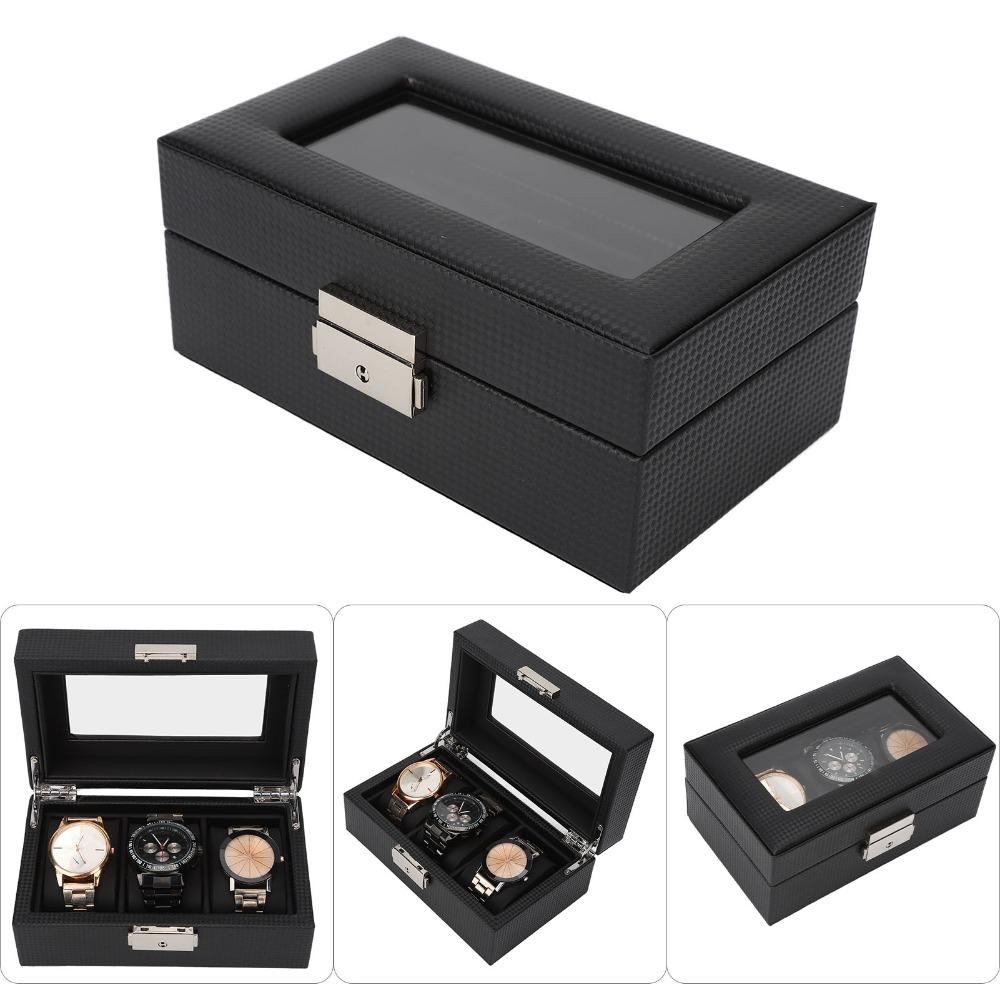Black Watch Box Carbon Fiber Watch Display Elegant Watch Organizer  Jewelry Display