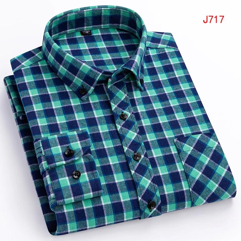 New Autumn Winter Fashion Men Casual Flannel Plaid Long Sleeve Shirts S-8XL Regular Fit Pocket Businessman Dress Shirts Daily