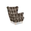 Fotel uszak Winston skandynawski Family Meble krata brązowa