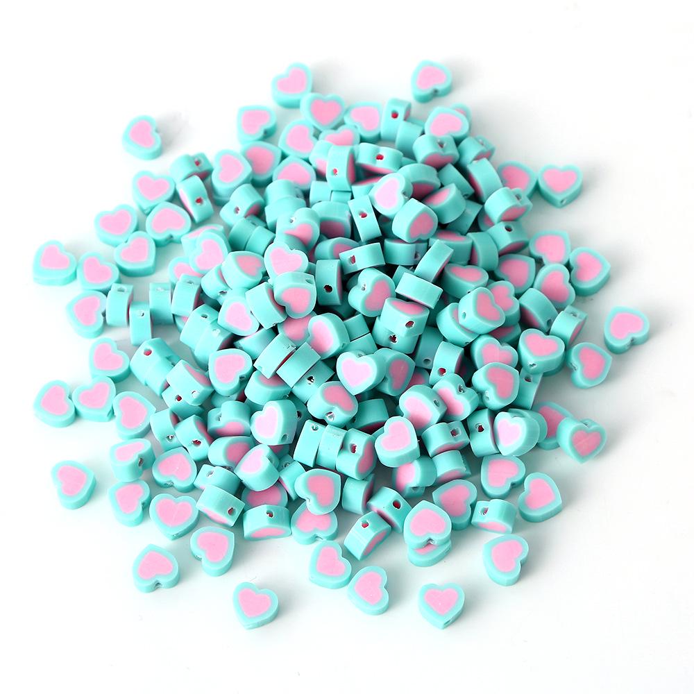 Cartoon Heart Polymer Clay Beads for DIY Jewelry Making