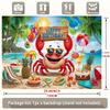 Fun Summer Beach Birthday Tapestry, Smiling Crab with Sunglasses and Beach Party Elements, Playful Kids' Wall Art