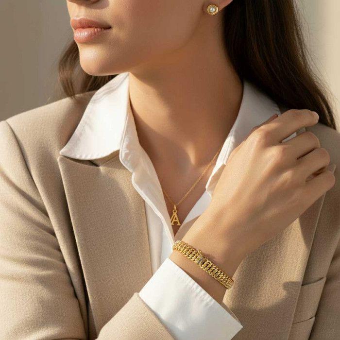 Yellow Gold American Mesh Bracelet - Woman 18cm